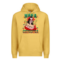 Antique Gold Mama Chingona Skull Premium Hoodie - texasbilliewilder