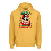 Mustard Mama Chingona Skull Premium Hoodie - texasbilliewilder