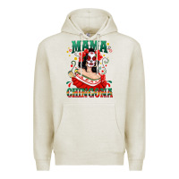 Oatmeal Heather Mama Chingona Skull Premium Hoodie - texasbilliewilder
