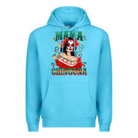 Ocean Blue Mama Chingona Skull Premium Hoodie - texasbilliewilder
