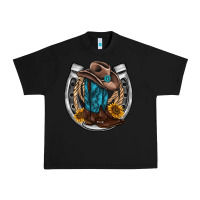 Black western horseshoe boots hat rope sunflower Urban Heavy Tee - AdoDesignShop