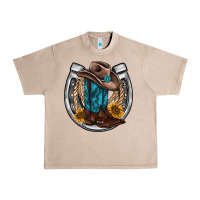 French Oak western horseshoe boots hat rope sunflower Urban Heavy Tee - AdoDesignShop