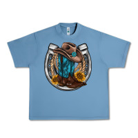 Pebble Blue western horseshoe boots hat rope sunflower Urban Heavy Tee - AdoDesignShop