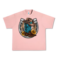 Salmon western horseshoe boots hat rope sunflower Urban Heavy Tee - AdoDesignShop