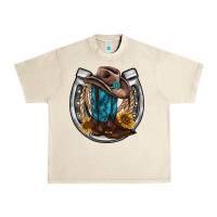 Sandshell western horseshoe boots hat rope sunflower Urban Heavy Tee - AdoDesignShop
