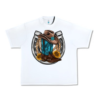 White western horseshoe boots hat rope sunflower Urban Heavy Tee - AdoDesignShop