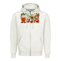 Oatmeal Heather elf coffee cups Zipper Hoodie - MaliasSmallBusiness