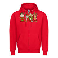 Red elf coffee cups Zipper Hoodie - MaliasSmallBusiness