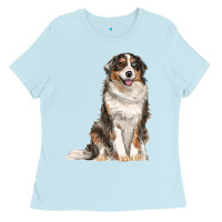Baby Blue Australian shepherd Ladies Tee - RanaPortraitStore