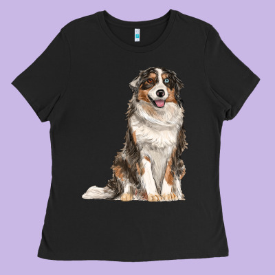 Australian Shepherd Ladies Tee Designed By Ranaportraitstore