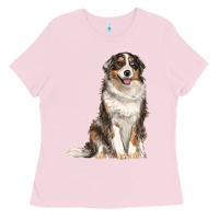 Bubblegum Pink Australian shepherd Ladies Tee - RanaPortraitStore
