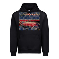 Black American flag stitches Urban Hoodie - CowGirlArtShop