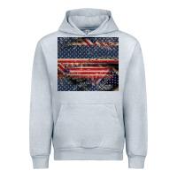 Heather Grey American flag stitches Urban Hoodie - CowGirlArtShop