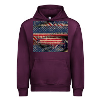 Mauve Wine American flag stitches Urban Hoodie - CowGirlArtShop