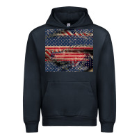 Navy American flag stitches Urban Hoodie - CowGirlArtShop