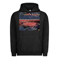 Pigment Black American flag stitches Urban Hoodie - CowGirlArtShop