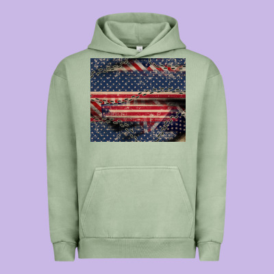 American Flag Stitches Urban Hoodie Designed By Cowgirlartshop