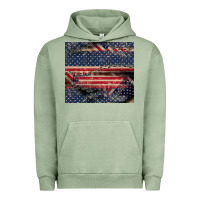 Pigment Oil Green American flag stitches Urban Hoodie - CowGirlArtShop