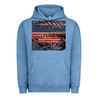 Pigment Pebble Blue American flag stitches Urban Hoodie - CowGirlArtShop