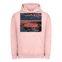 Pigment Salmon American flag stitches Urban Hoodie - CowGirlArtShop