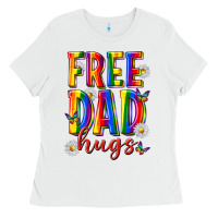 White free dad hugs Ladies Tee - texasbilliewilder