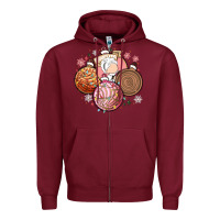Burgundy christmas pan dulce Zipper Hoodie - MaliasSmallBusiness