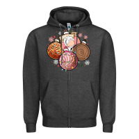 Charcoal Heather christmas pan dulce Zipper Hoodie - MaliasSmallBusiness