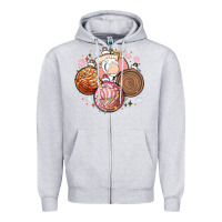 Heather Grey christmas pan dulce Zipper Hoodie - MaliasSmallBusiness