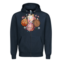 Navy christmas pan dulce Zipper Hoodie - MaliasSmallBusiness