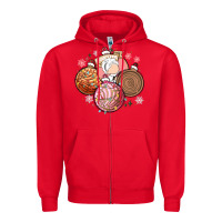Red christmas pan dulce Zipper Hoodie - MaliasSmallBusiness