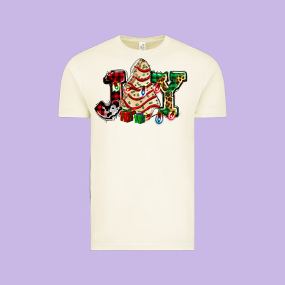 Joy With Christmas Tree Cake Ado Vintage Tee Designed By Adodesignshop