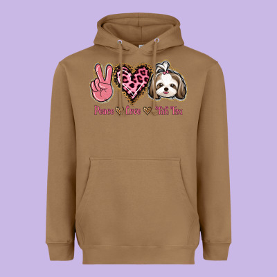 Peace Love Shih Tzu Heavyweight Hoodie Designed By Bettercallsaul
