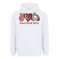 White Peace Love Shih Tzu Heavyweight Hoodie - Bettercallsaul