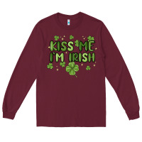 Burgundy kiss me i'm irish Long Sleeve Tee - MaliasSmallBusiness