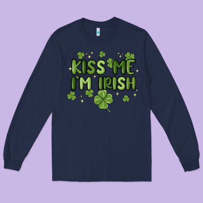 Kiss Me I'm Irish Long Sleeve Tee Designed By Maliassmallbusiness