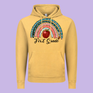 First Grade Rainbow Vintage Hoodie Designed By Ranaportraitstore