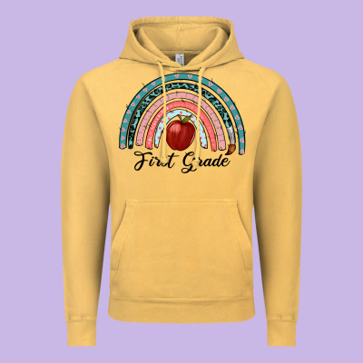 First Grade Rainbow Vintage Hoodie Designed By Ranaportraitstore