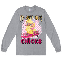 Heather Grey i'm just here for the chicks Long Sleeve Tee - MaliasSmallBusiness