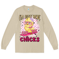 Mushroom i'm just here for the chicks Long Sleeve Tee - MaliasSmallBusiness