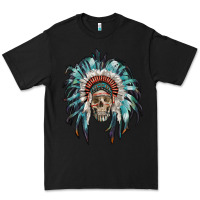 Black indian headdress with native american skull Premium Tee - RanaPortraitStore