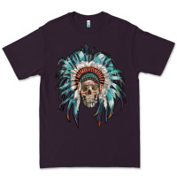 Plum indian headdress with native american skull Premium Tee - RanaPortraitStore