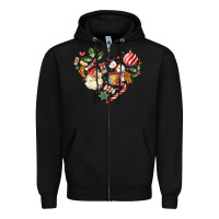 Black christmas heart Zipper Hoodie - MaliasSmallBusiness
