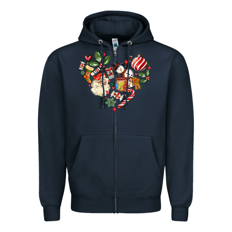 Christmas Heart Zipper Hoodie by MaliasSmallBusiness | Teevron