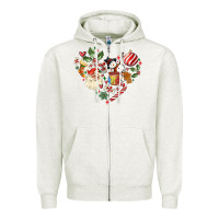 Oatmeal Heather christmas heart Zipper Hoodie - MaliasSmallBusiness