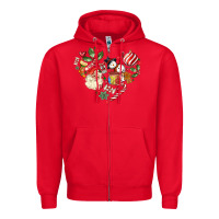 Red christmas heart Zipper Hoodie - MaliasSmallBusiness