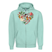 Seafoam christmas heart Zipper Hoodie - MaliasSmallBusiness