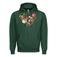 Sports Green christmas heart Zipper Hoodie - MaliasSmallBusiness