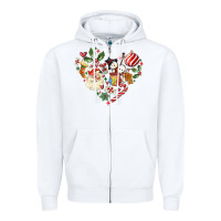 White christmas heart Zipper Hoodie - MaliasSmallBusiness