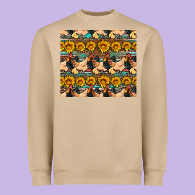 Seamless Poultry Farm Sunflowers Chicken Coop Tumbler Heavyweight Sweatshirt Designed By Artiststas