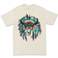 Bone indian headdress with bull skull Premium Tee - RanaPortraitStore